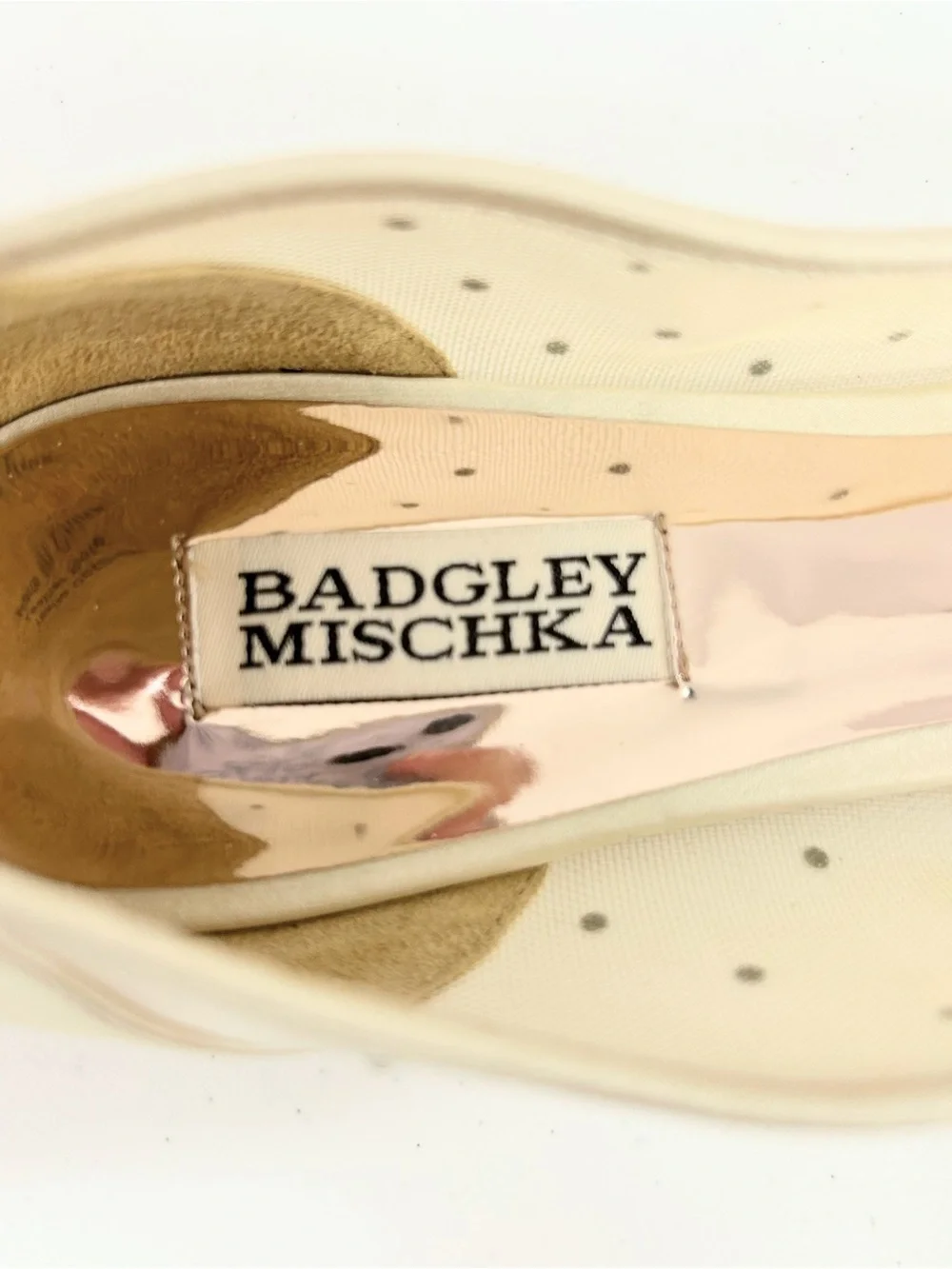 Badgley Mischka Quinn Embellished Flats Gold Satin Size 9.5 NWOT